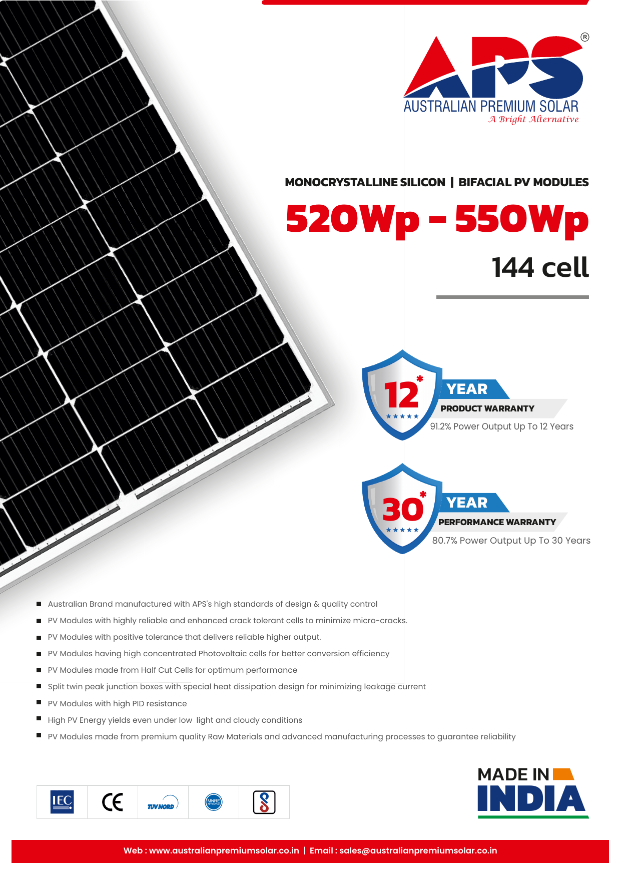 APS Mono 990 Bifacial 520W (APSM-520/144)