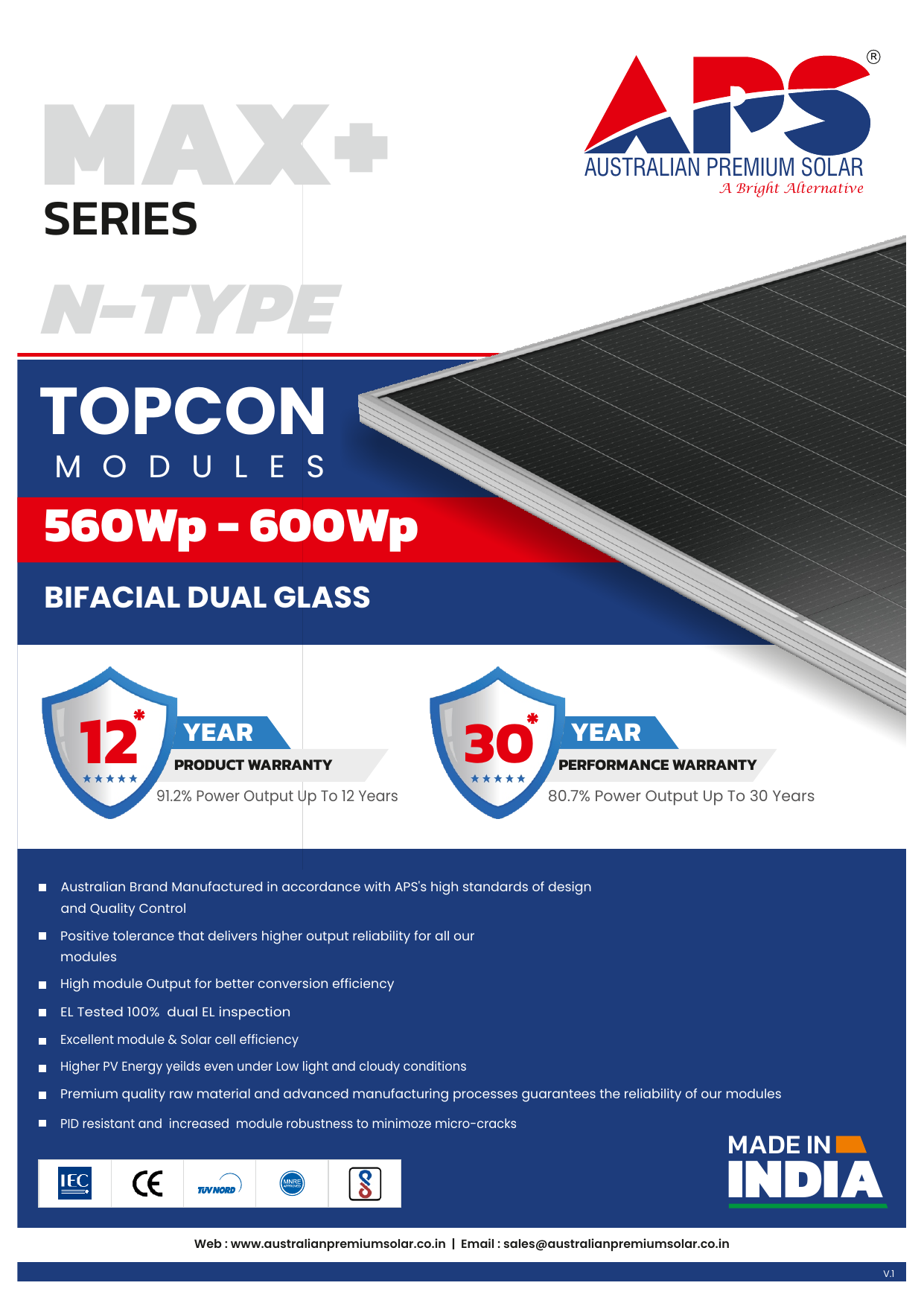 APS TOPCon MAX+ 560W Bifacial (APSTM-560/144)
